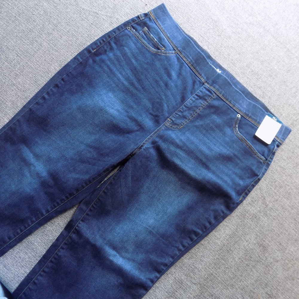 Terra & Sky Bootcut Jeans Women 1X 16W-18W Blue NEW High Rise Pull On Stretch